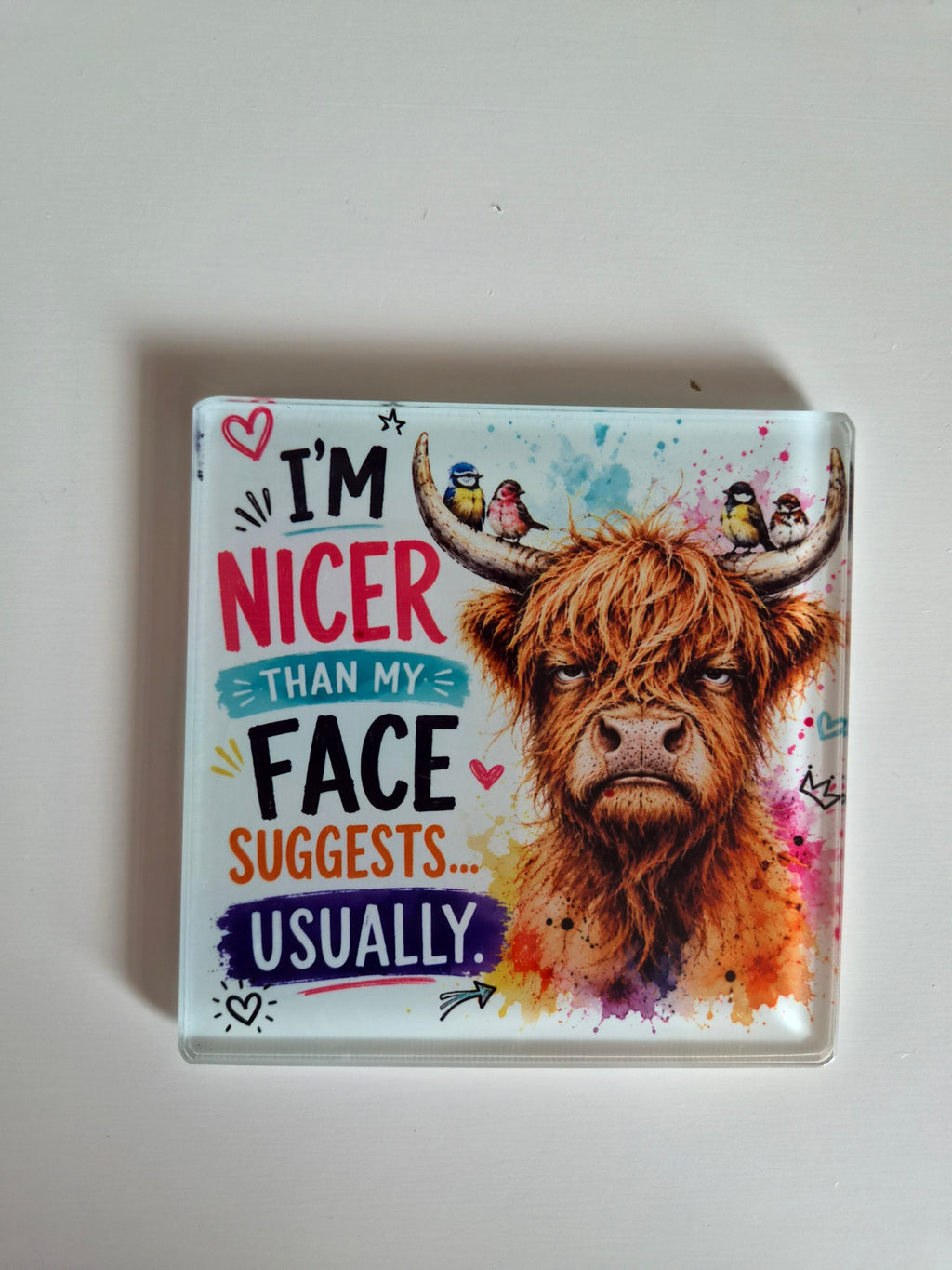 Cheeky Highland Cow Glass Coasters 🐮🏴󠁧󠁢󠁳󠁣󠁴󠁿