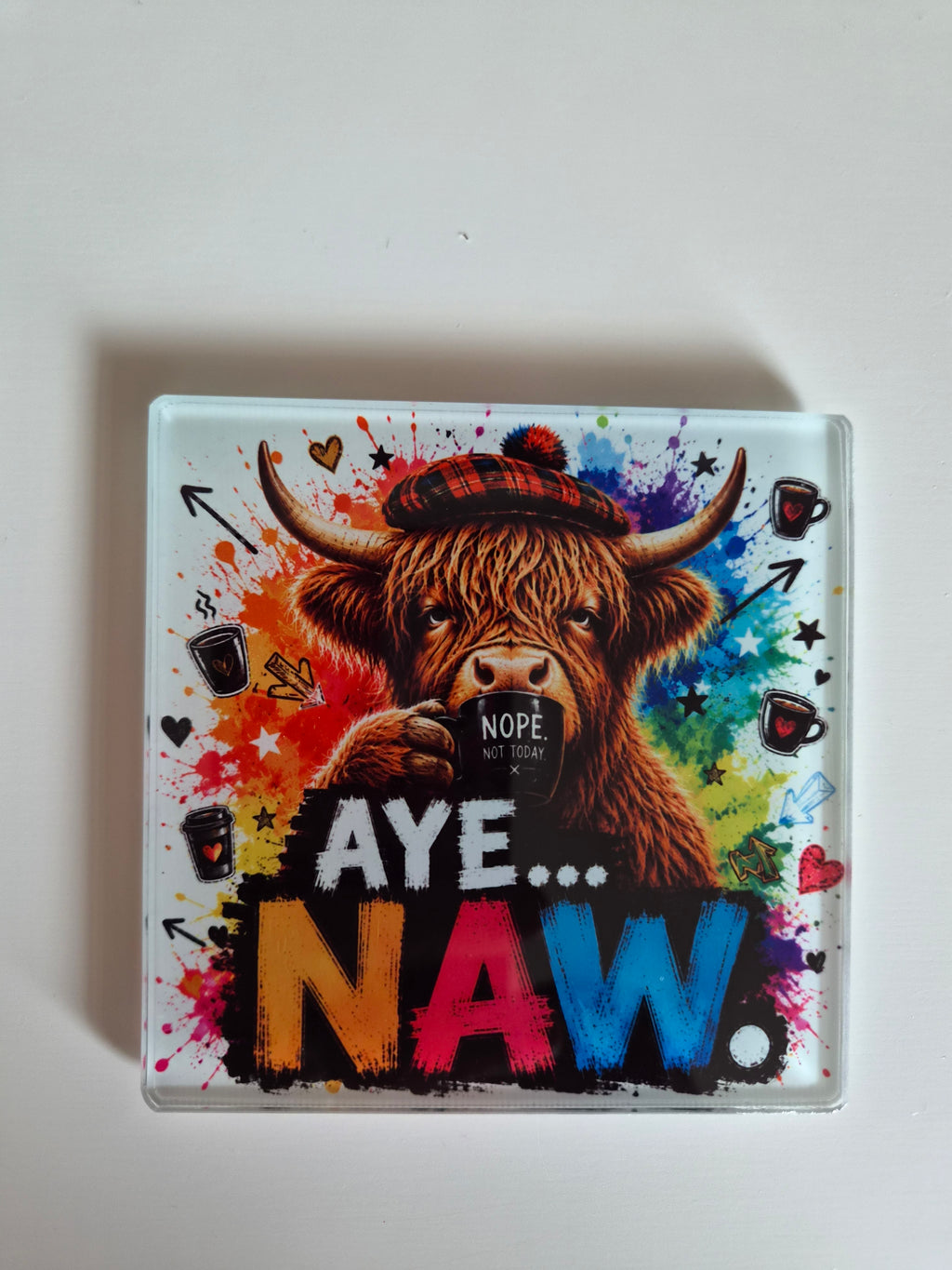 Cheeky Highland Cow Glass Coasters 🐮🏴󠁧󠁢󠁳󠁣󠁴󠁿