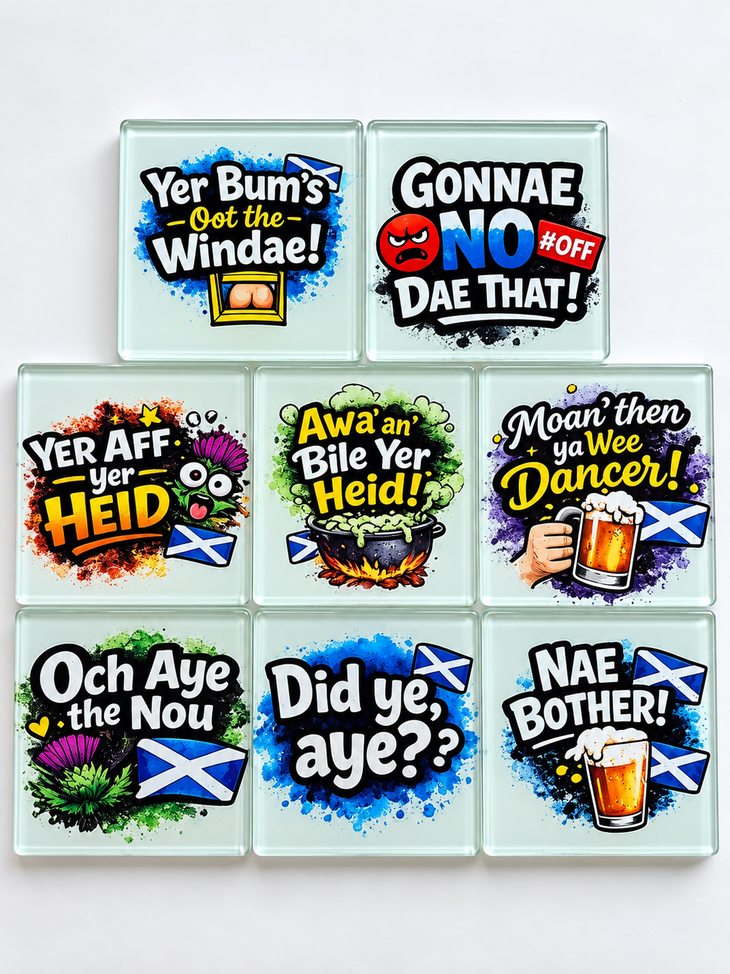 Scottish Patter Glass Coasters